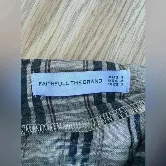 Faithful the Brand Plaid Pants Size 4 Brown Retro Y2K Wide Leg - Picture 5 of 5